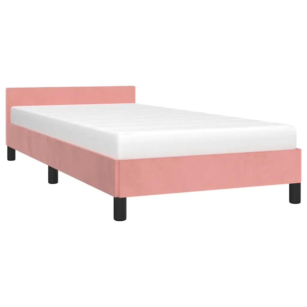 Letto singolo | Letto per adulti | Giroletto con Testiera senza Materasso Rosa 90x200 cm Velluto - Image 4