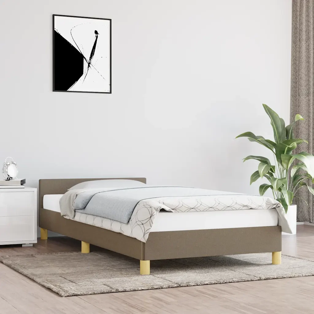 Letto singolo | Letto per adulti | Giroletto con Testiera senza Materasso Tortora 80x200cm Tessuto - Image 2