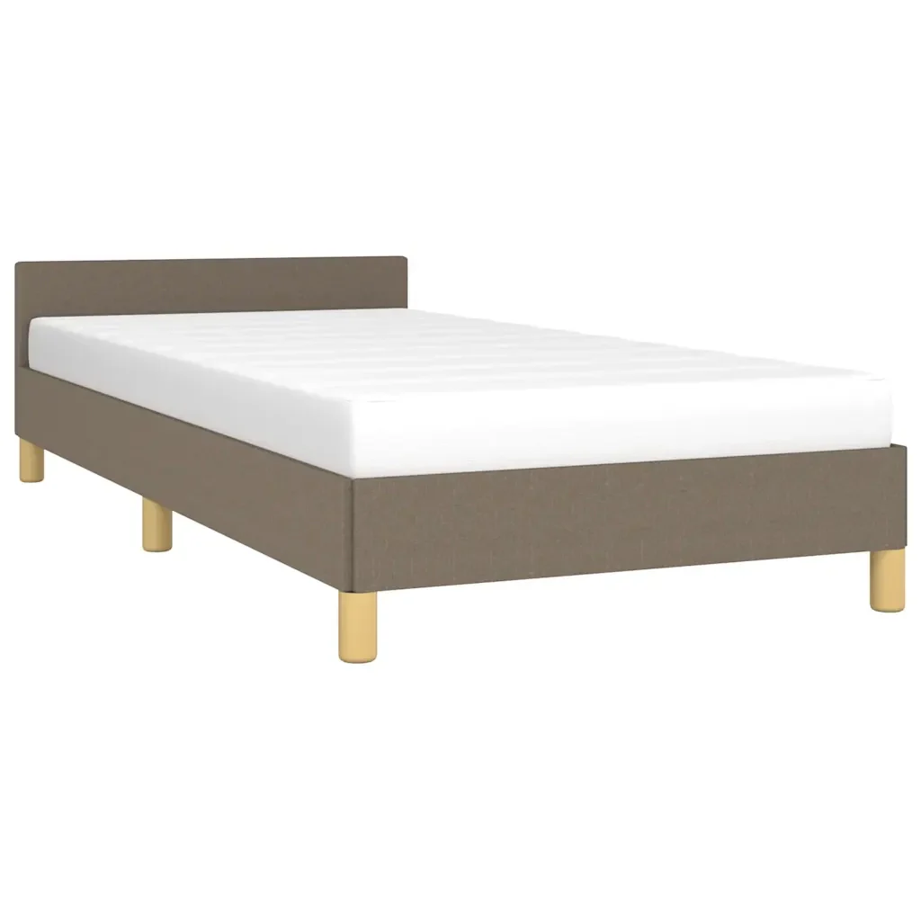 Letto singolo | Letto per adulti | Giroletto con Testiera senza Materasso Tortora 80x200cm Tessuto - Image 4