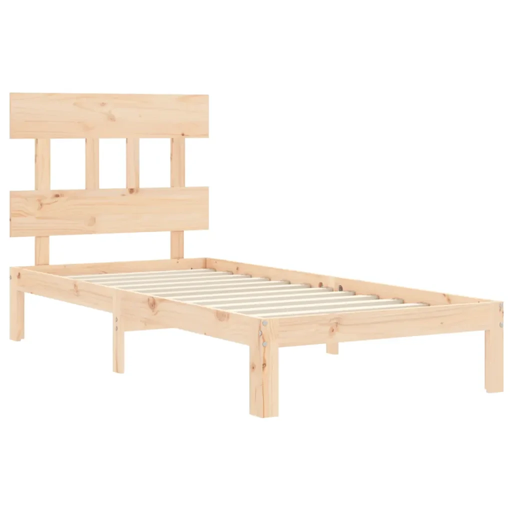 Letto singolo | Letto per adulti | Giroletto con Testiera Single in Legno Massello - Image 5