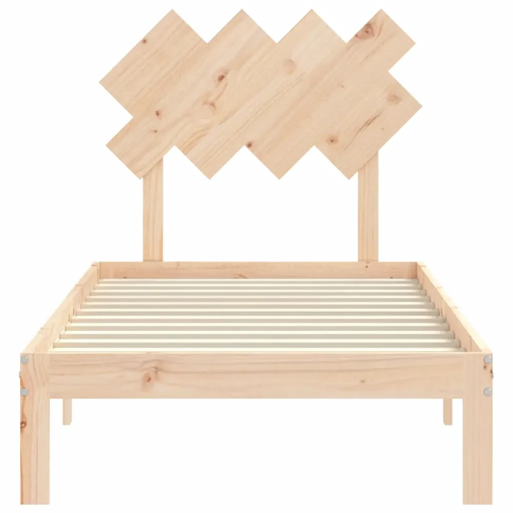 Letto singolo | Letto per adulti | Giroletto con Testiera Single in Legno Massello - Image 6