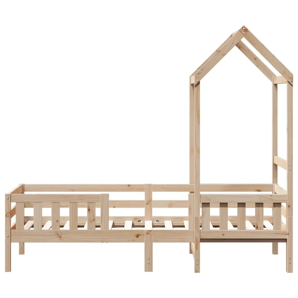 Letto singolo | Letto per adulti | Giroletto con Tetto 75x190 cm in Legno Massello di Pino - Image 7