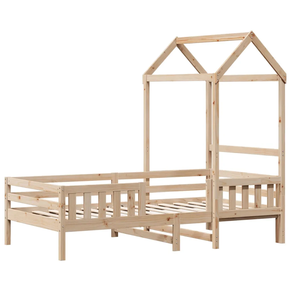 Letto singolo | Letto per adulti | Giroletto con Tetto 80x200 cm in Legno Massello di Pino - Image 3