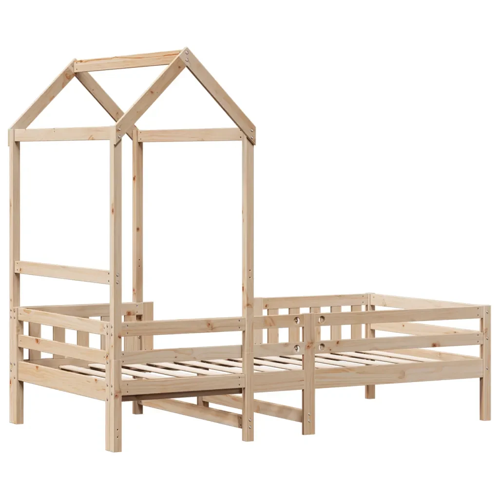 Letto singolo | Letto per adulti | Giroletto con Tetto 80x200 cm in Legno Massello di Pino - Image 8