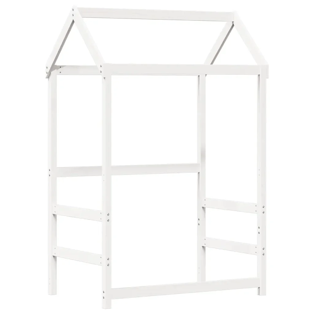 Letto singolo | Letto per adulti | Giroletto con Tetto Bianco 80x200 cm Legno Massello Pino - Image 5