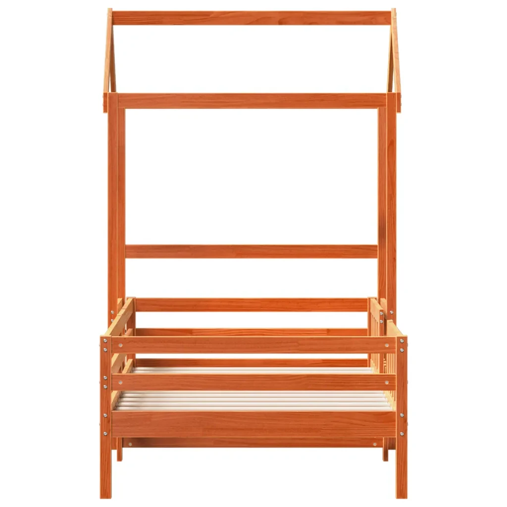 Letto singolo | Letto per adulti | Giroletto con Tetto Marrone Cera 75x190 cm in Legno di Pino - Image 6