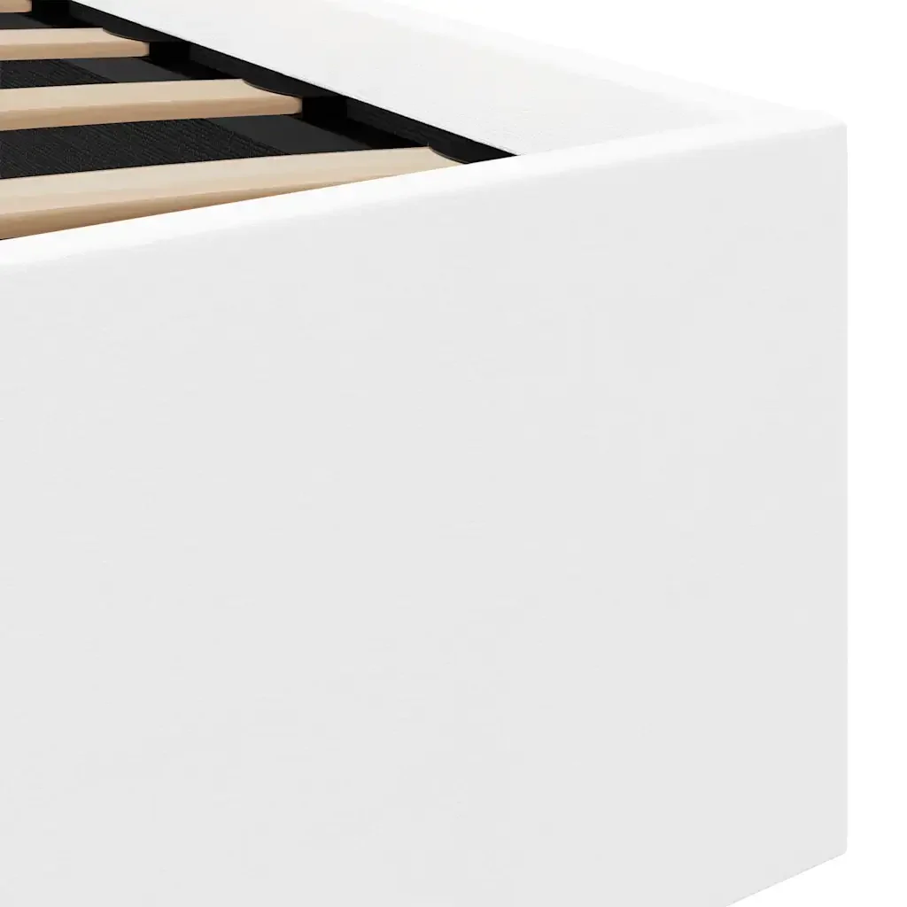Letto singolo | Letto per adulti | Giroletto Contenitore Idraulico LED Bianco Similpelle 90x200 cm - Image 10