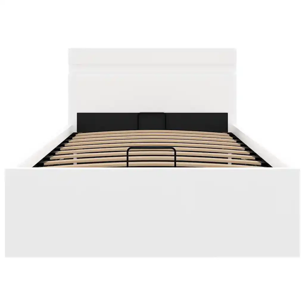 Letto singolo | Letto per adulti | Giroletto Contenitore Idraulico LED Bianco Similpelle 90x200 cm - Image 6