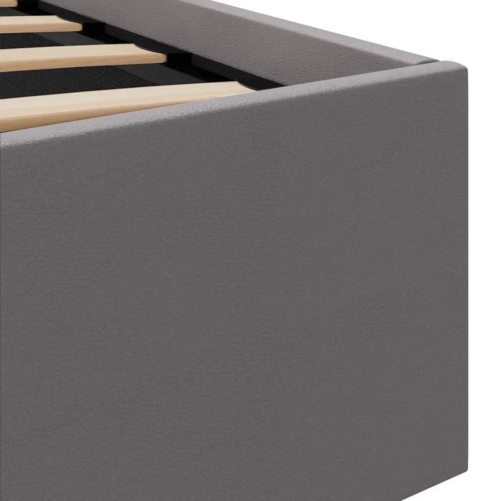 Letto singolo | Letto per adulti | Giroletto Contenitore Idraulico LED Grigio Similpelle 100x200cm - Image 10