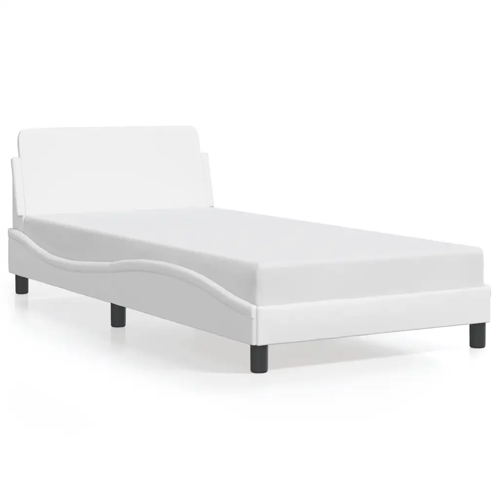 Letto singolo | Letto per adulti | Giroletto Dover Bianco 100x200 cm in Similpelle