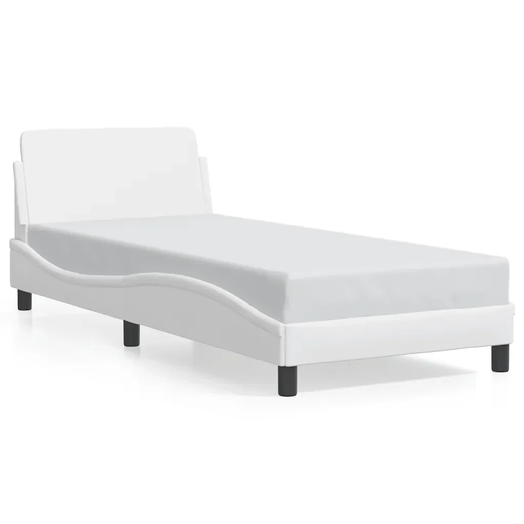 Letto singolo | Letto per adulti | Giroletto Dover Bianco 80x200 cm in Similpelle