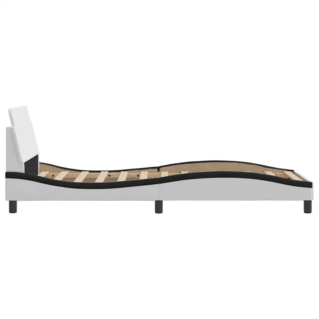 Letto singolo | Letto per adulti | Giroletto Dover Bianco e Nero 80x200 cm in Similpelle - Image 5