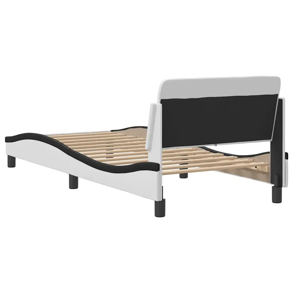 Letto singolo | Letto per adulti | Giroletto Dover Bianco e Nero 80x200 cm in Similpelle - Image 6