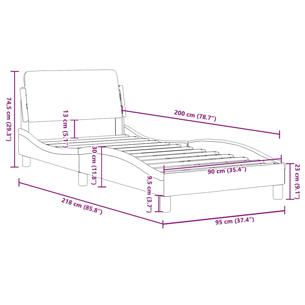 Letto singolo | Letto per adulti | Giroletto Dover Cappuccino 90x200 cm in Similpelle - Image 9