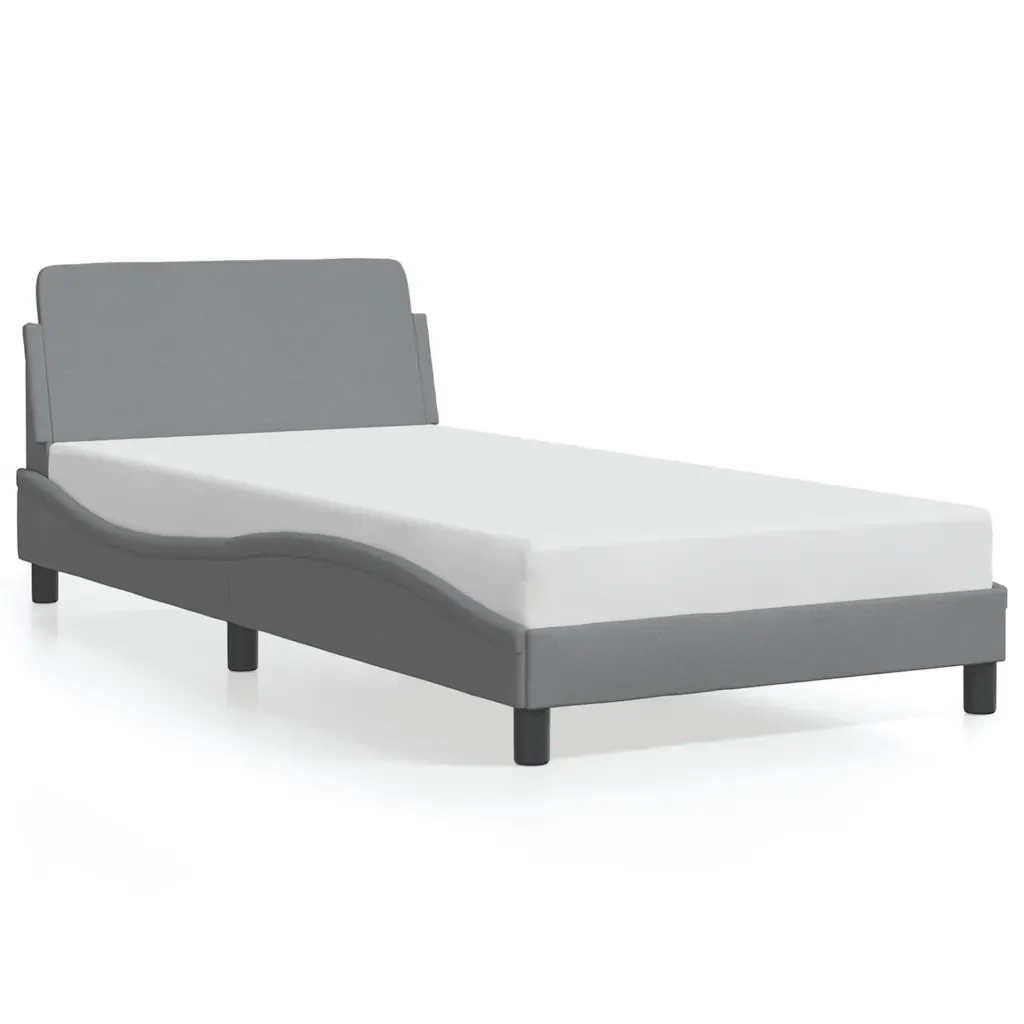 Letto singolo | Letto per adulti | Giroletto Dover Grigio Chiaro 100x200 cm Tessuto