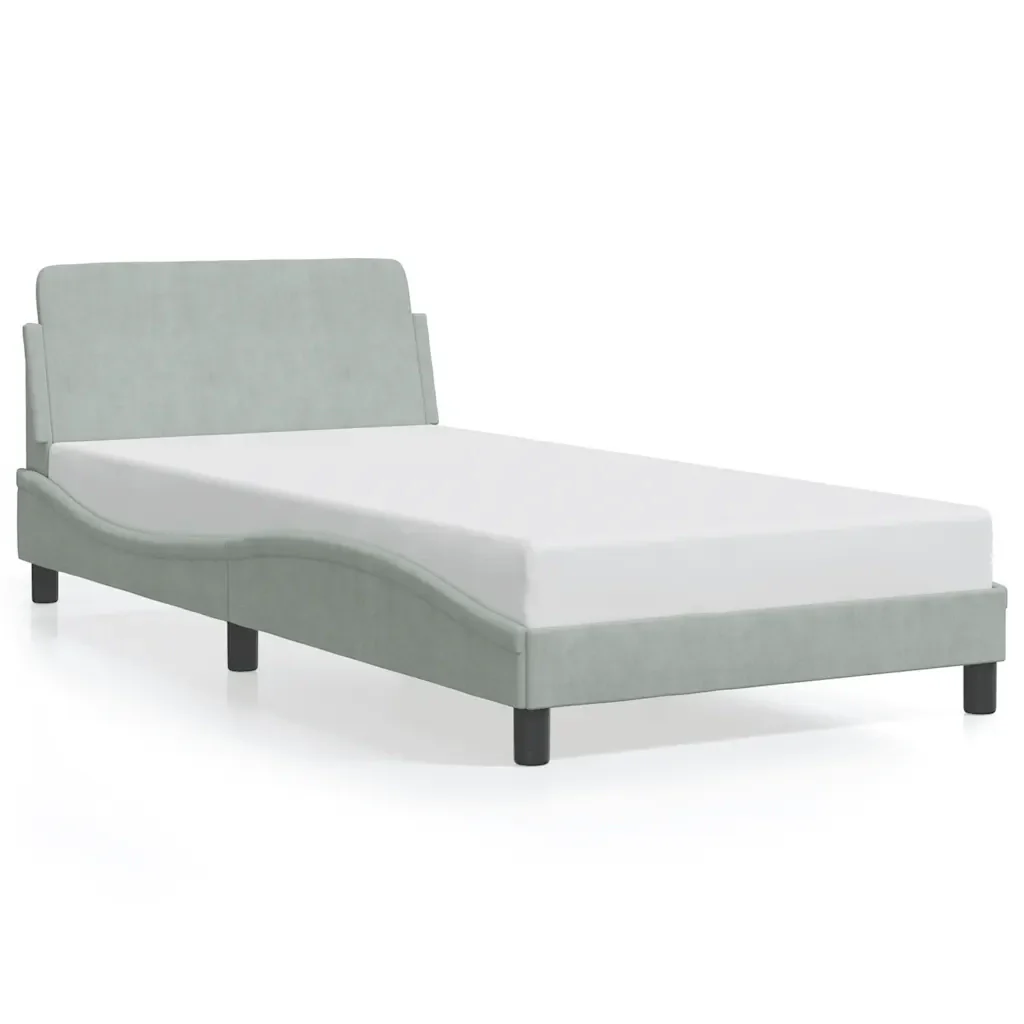 Letto singolo | Letto per adulti | Giroletto Dover Grigio Chiaro 100x200 cm Velluto