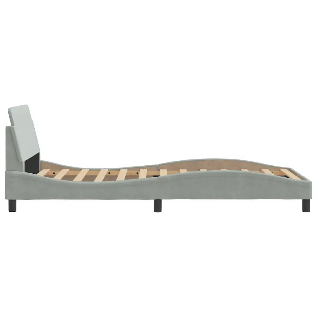 Letto singolo | Letto per adulti | Giroletto Dover Grigio Chiaro 100x200 cm Velluto - Image 5