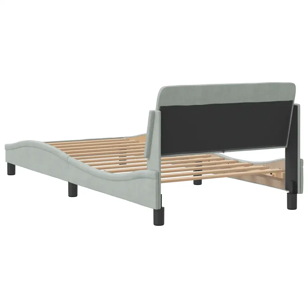 Letto singolo | Letto per adulti | Giroletto Dover Grigio Chiaro 100x200 cm Velluto - Image 6