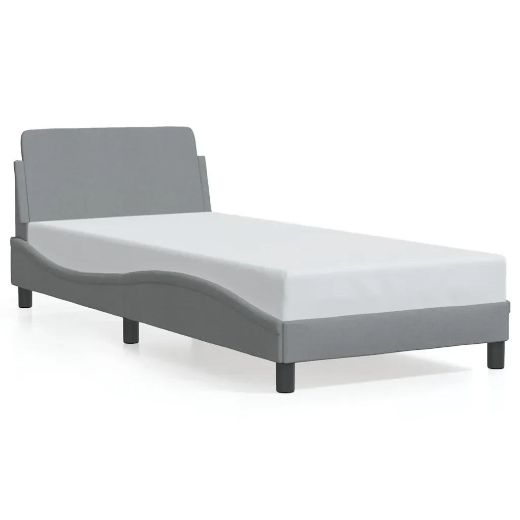 Letto singolo | Letto per adulti | Giroletto Dover Grigio Chiaro 80x200 cm Tessuto