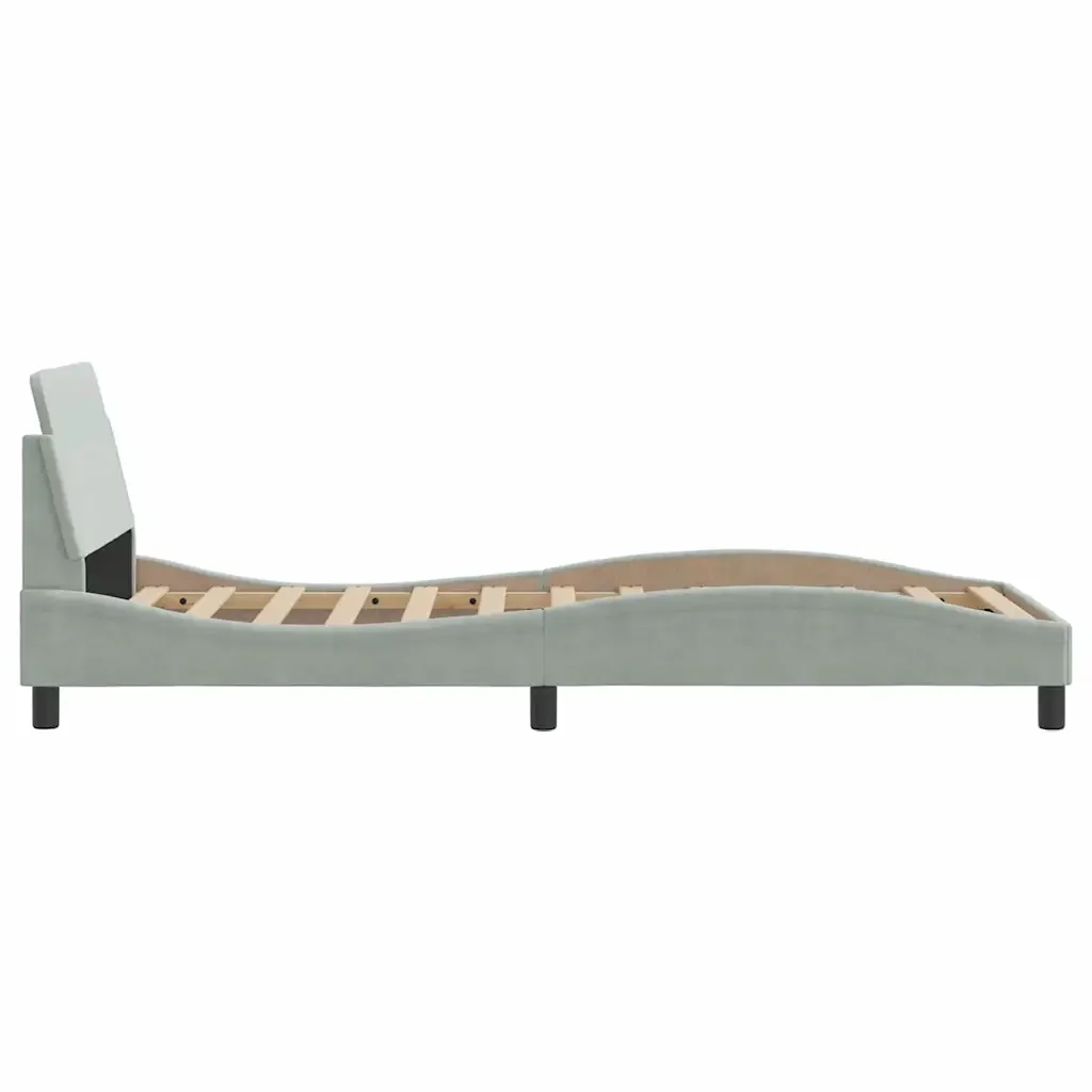 Letto singolo | Letto per adulti | Giroletto Dover Grigio Chiaro 80x200 cm Velluto - Image 5