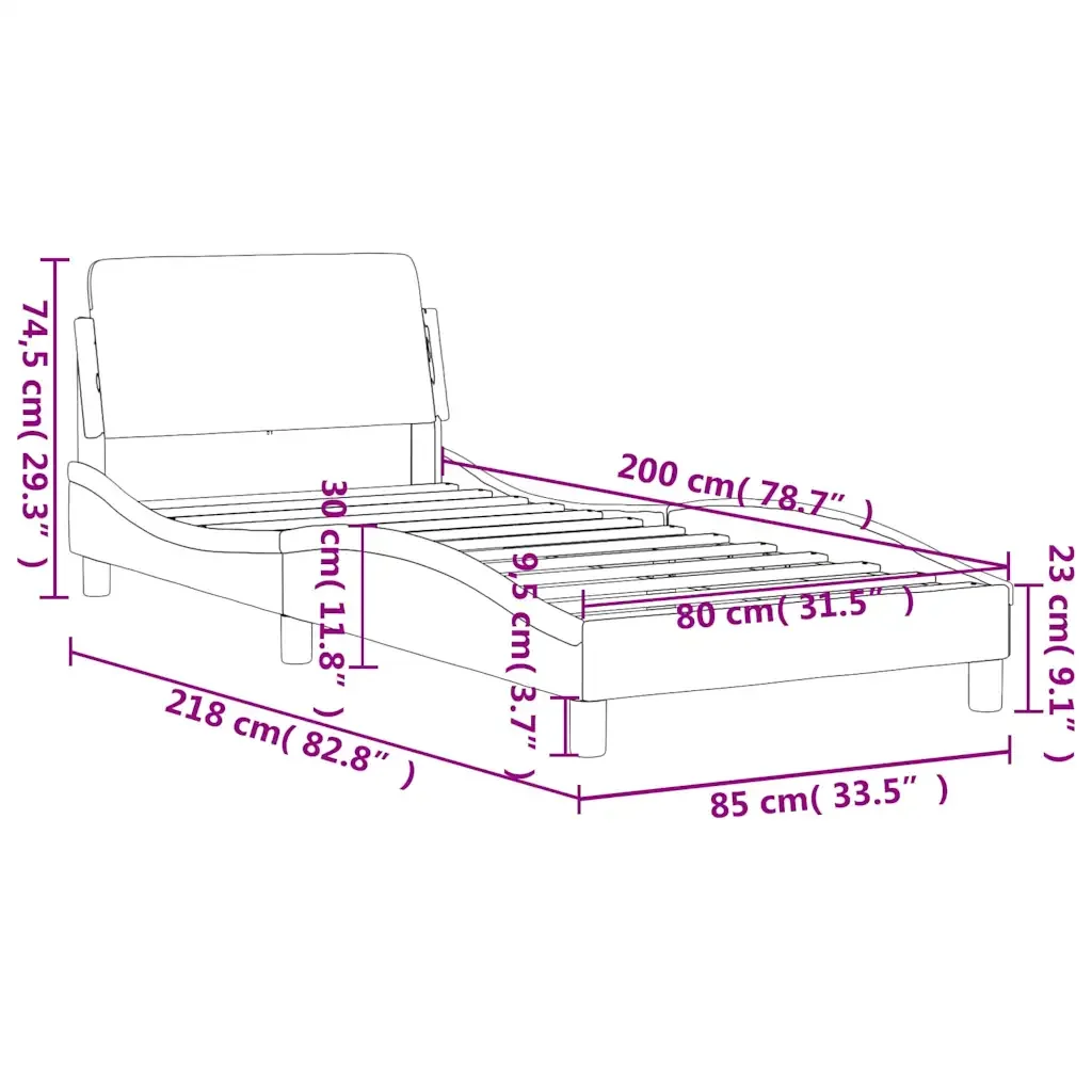 Letto singolo | Letto per adulti | Giroletto Dover Grigio Chiaro 80x200 cm Velluto - Image 6