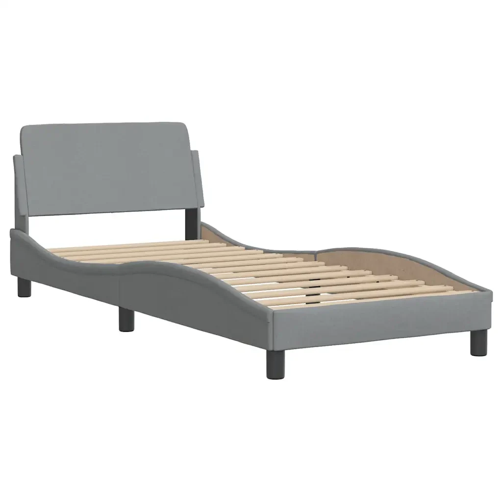 Letto singolo | Letto per adulti | Giroletto Dover Grigio Chiaro 90x190 cm Tessuto - Image 3