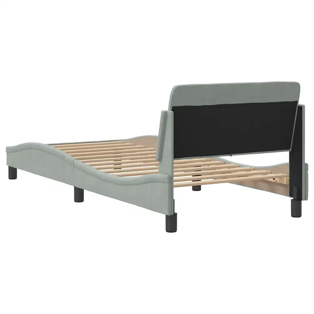 Letto singolo | Letto per adulti | Giroletto Dover Grigio Chiaro 90x190 cm Velluto - Image 6