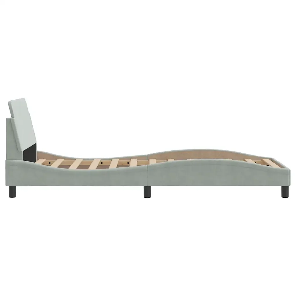 Letto singolo | Letto per adulti | Giroletto Dover Grigio Chiaro 90x200 cm Velluto - Image 5