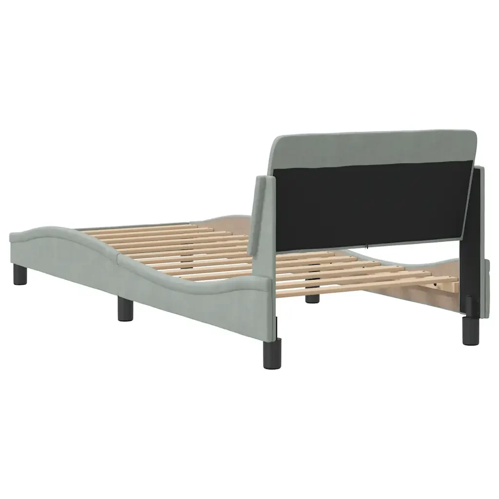 Letto singolo | Letto per adulti | Giroletto Dover Grigio Chiaro 90x200 cm Velluto - Image 6