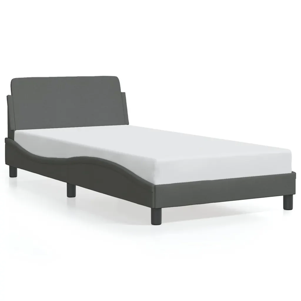 Letto singolo | Letto per adulti | Giroletto Dover Grigio Scuro 100x200 cm Tessuto