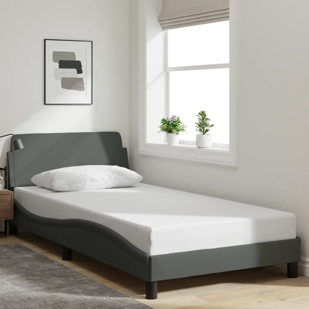 Letto singolo | Letto per adulti | Giroletto Dover Grigio Scuro 100x200 cm Tessuto - Image 2
