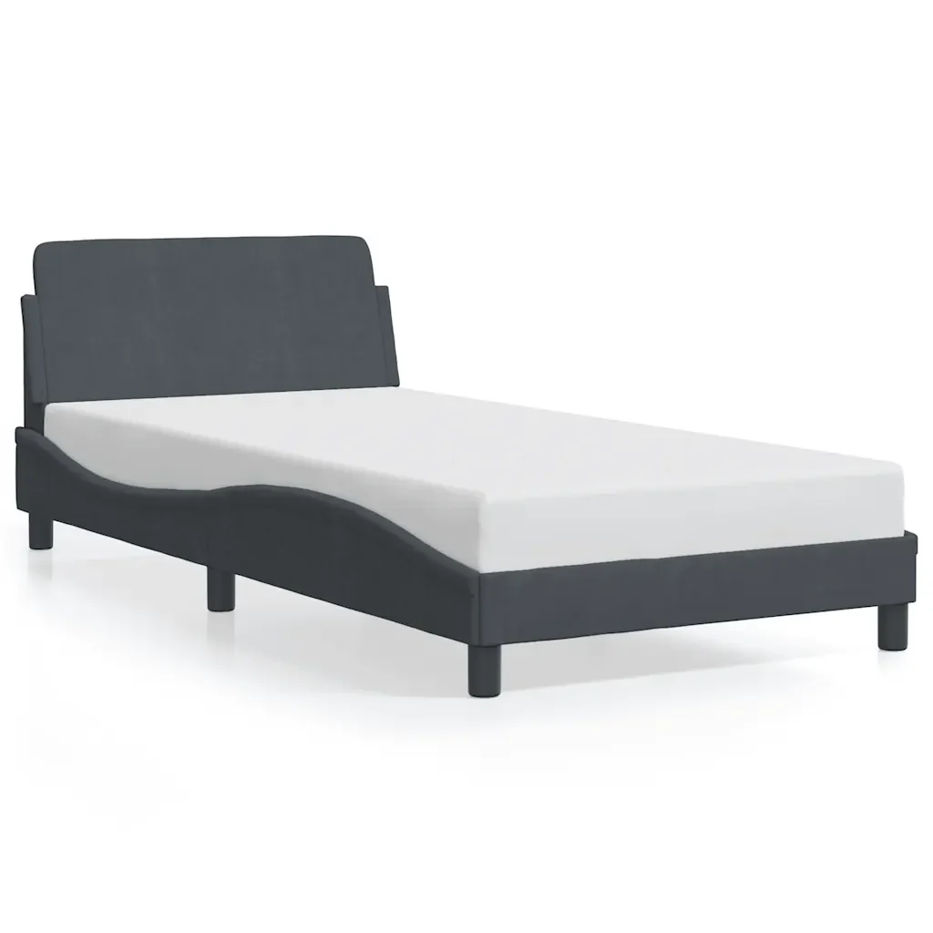 Letto singolo | Letto per adulti | Giroletto Dover Grigio Scuro 100x200 cm Velluto