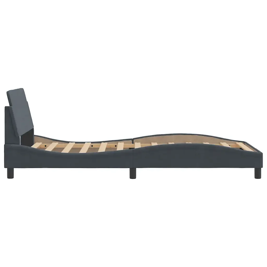 Letto singolo | Letto per adulti | Giroletto Dover Grigio Scuro 100x200 cm Velluto - Image 5