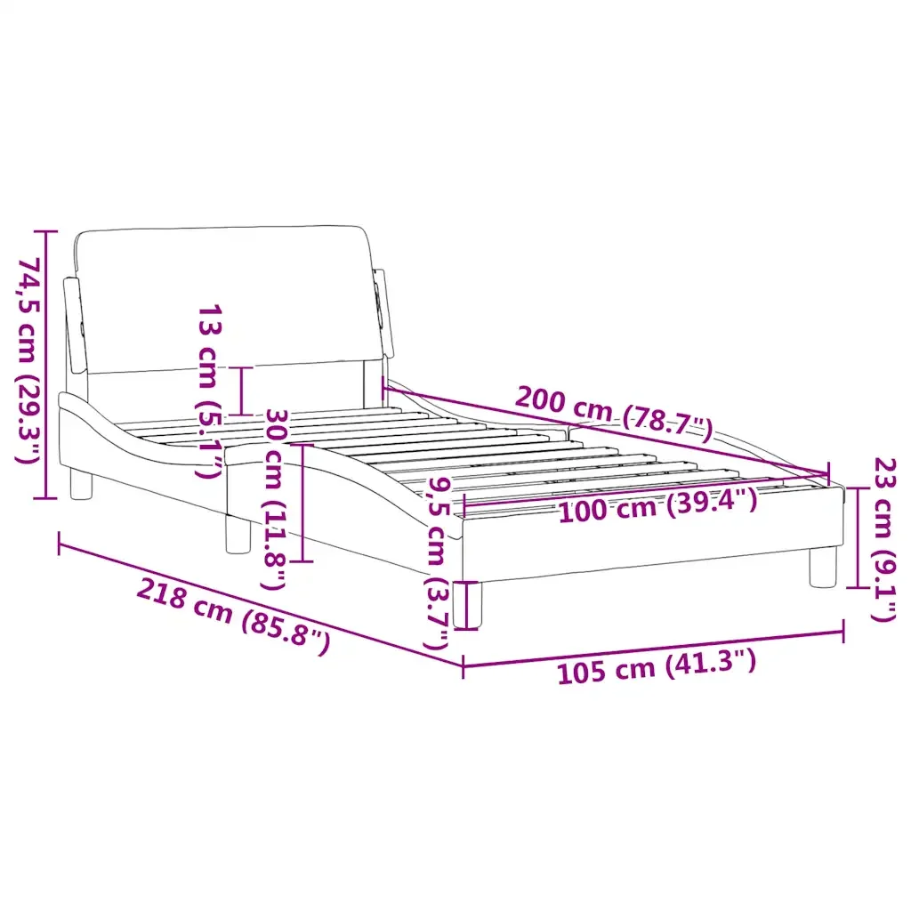Letto singolo | Letto per adulti | Giroletto Dover Grigio Scuro 100x200 cm Velluto - Image 9