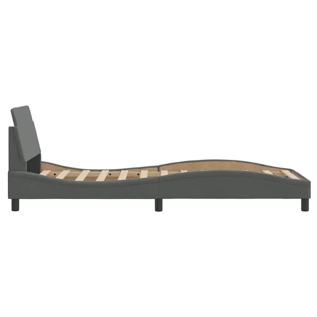 Letto singolo | Letto per adulti | Giroletto Dover Grigio Scuro 80x200 cm Tessuto - Image 5