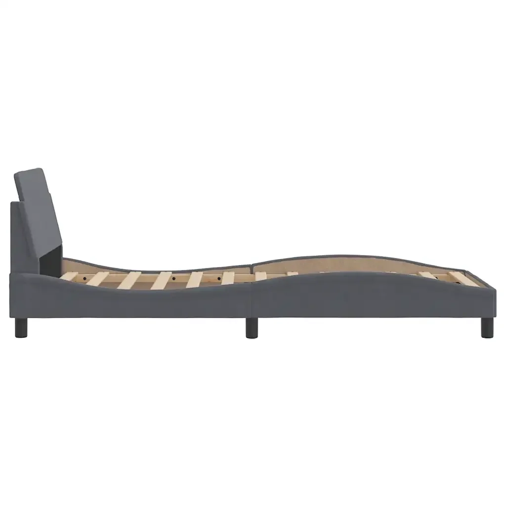Letto singolo | Letto per adulti | Giroletto Dover Grigio Scuro 80x200 cm Velluto - Image 5