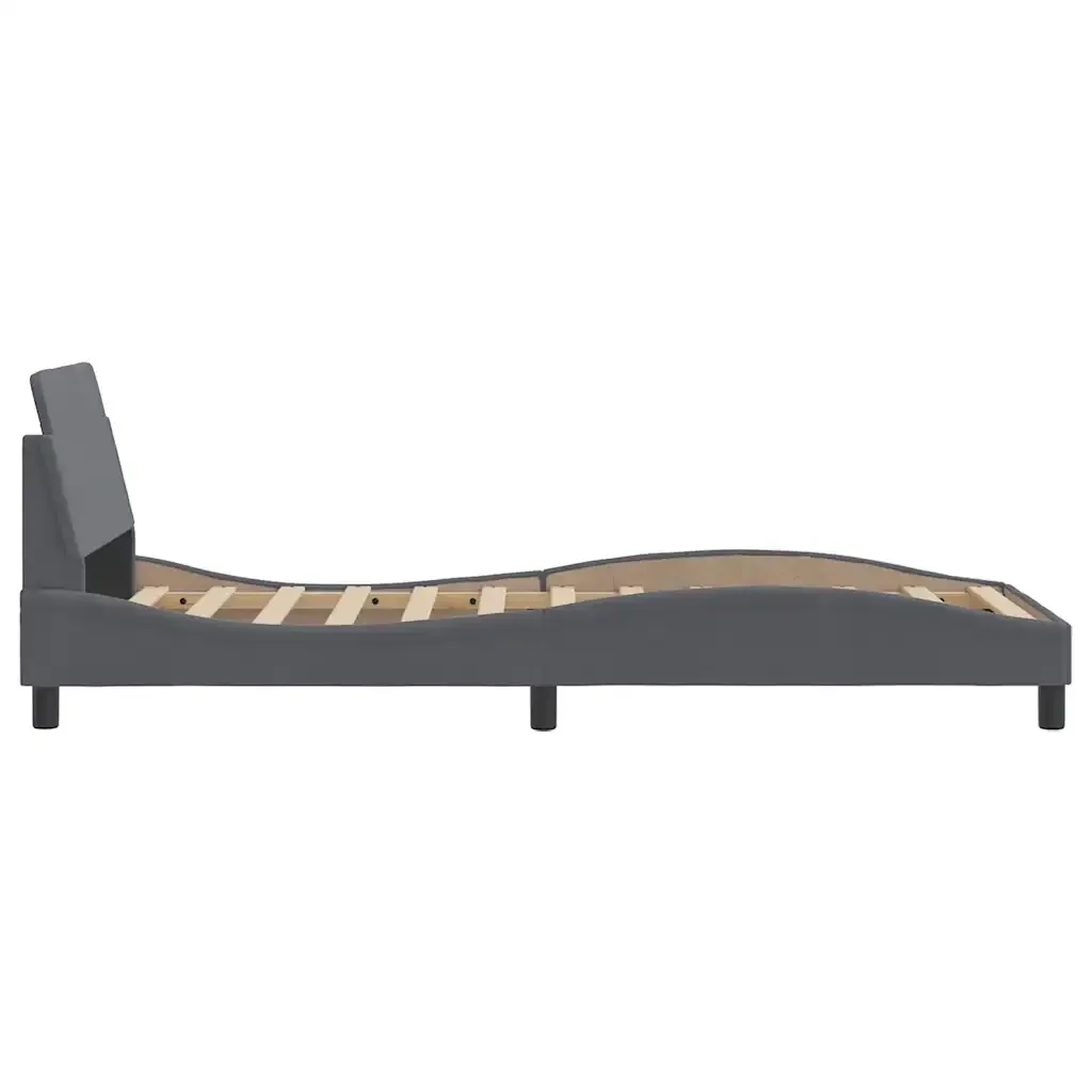 Letto singolo | Letto per adulti | Giroletto Dover Grigio Scuro 90x190 cm Velluto - Image 5