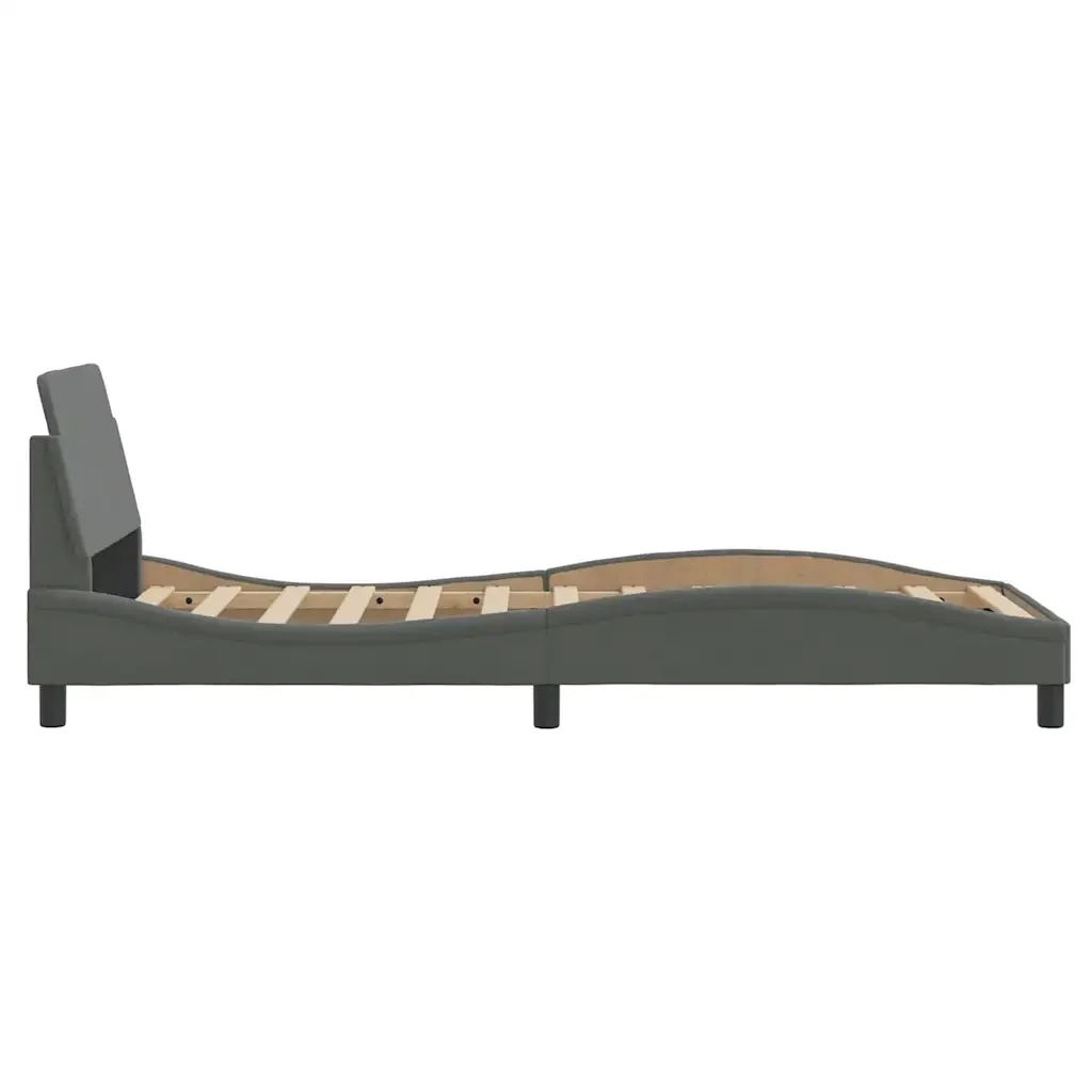 Letto singolo | Letto per adulti | Giroletto Dover Grigio Scuro 90x200 cm Tessuto - Image 5