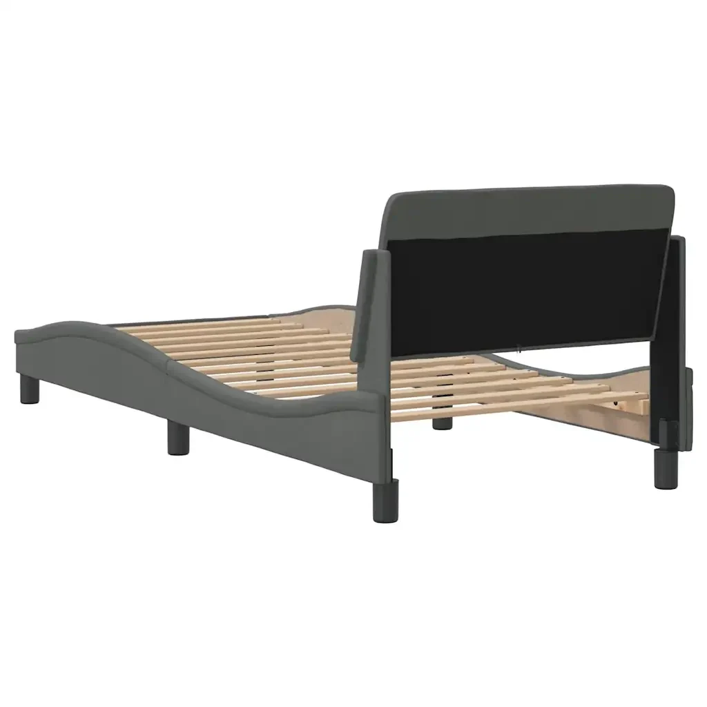 Letto singolo | Letto per adulti | Giroletto Dover Grigio Scuro 90x200 cm Tessuto - Image 6