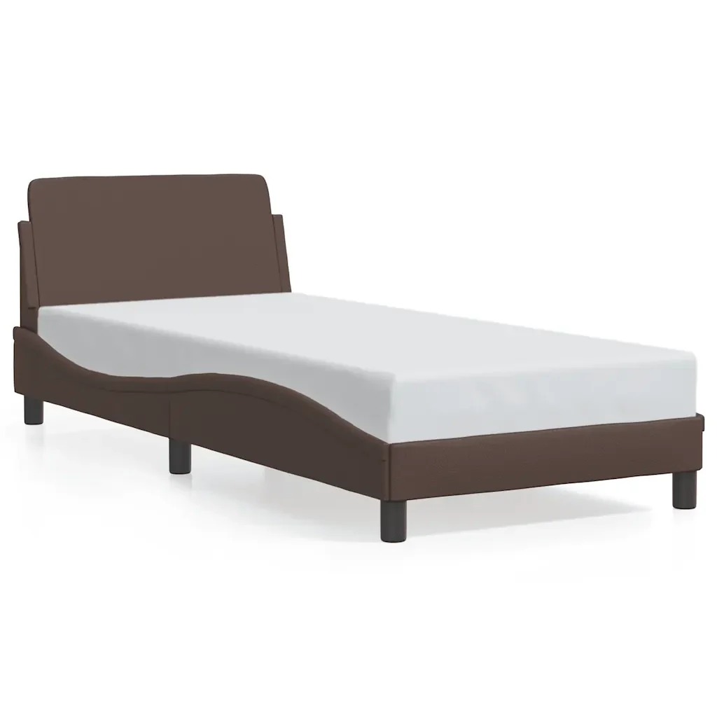 Letto singolo | Letto per adulti | Giroletto Dover Marrone 90x200 cm in Similpelle