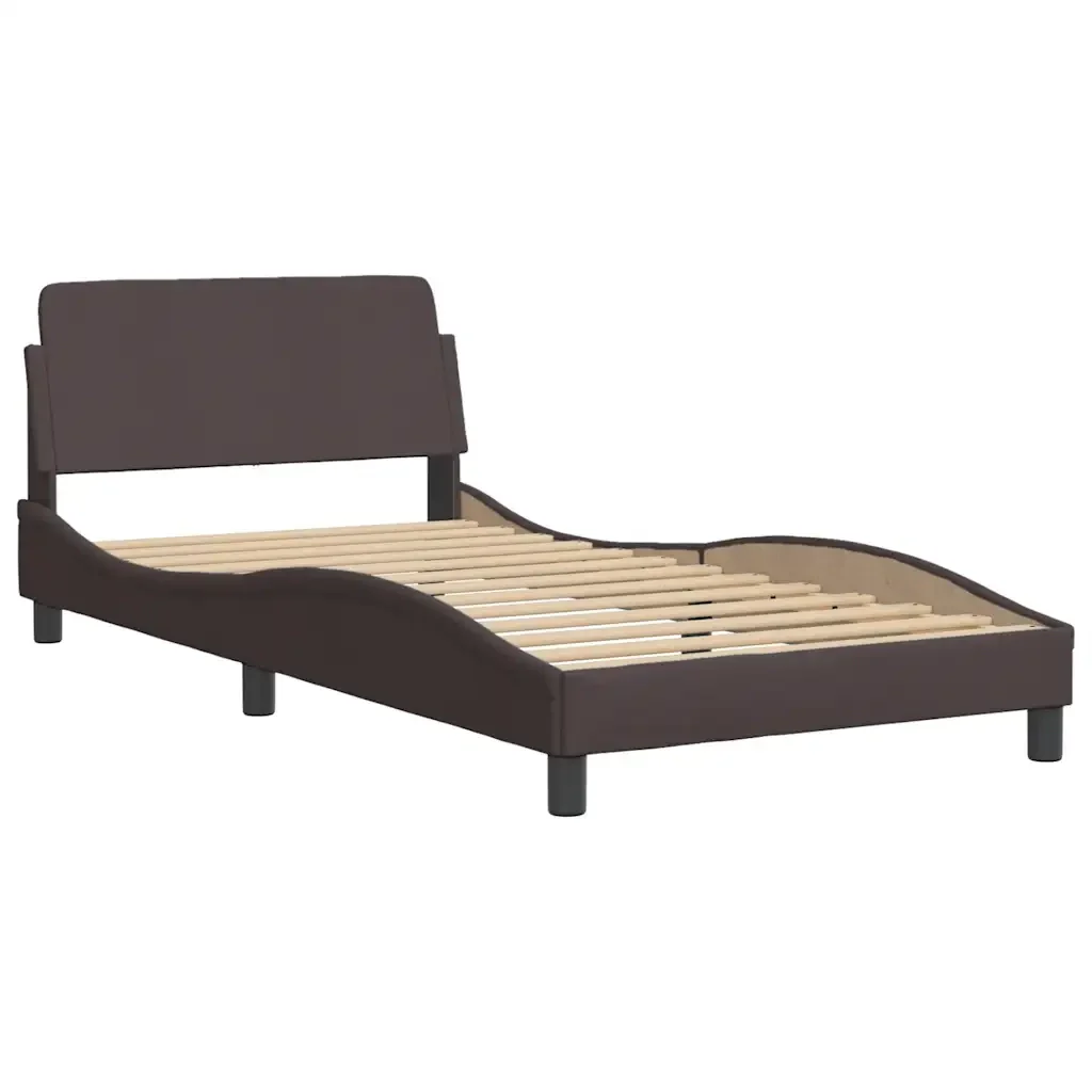 Letto singolo | Letto per adulti | Giroletto Dover Marrone Scuro 100x200 cm Tessuto - Image 4