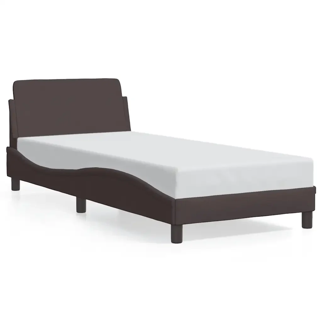 Letto singolo | Letto per adulti | Giroletto Dover Marrone Scuro 80x200 cm Tessuto