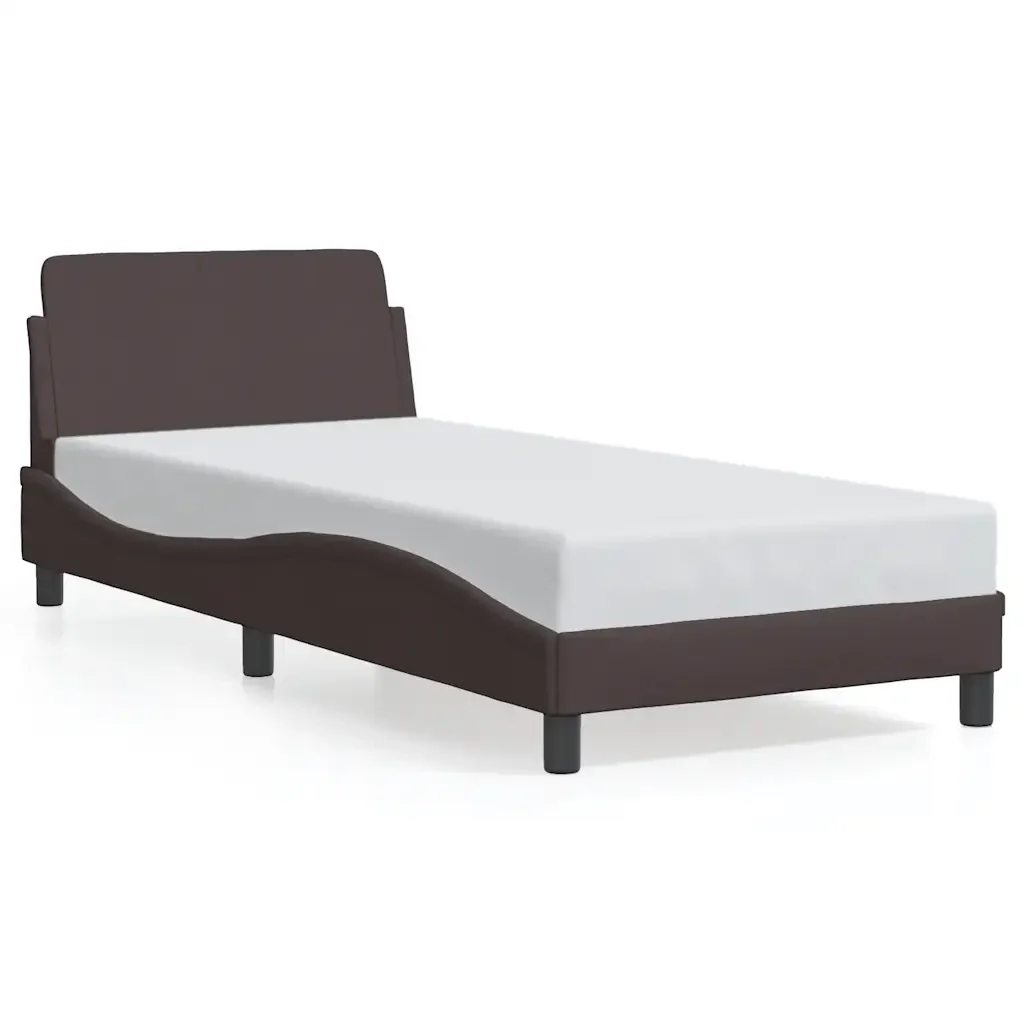Letto singolo | Letto per adulti | Giroletto Dover Marrone Scuro 90x200 cm Tessuto