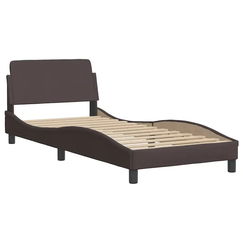 Letto singolo | Letto per adulti | Giroletto Dover Marrone Scuro 90x200 cm Tessuto - Image 4