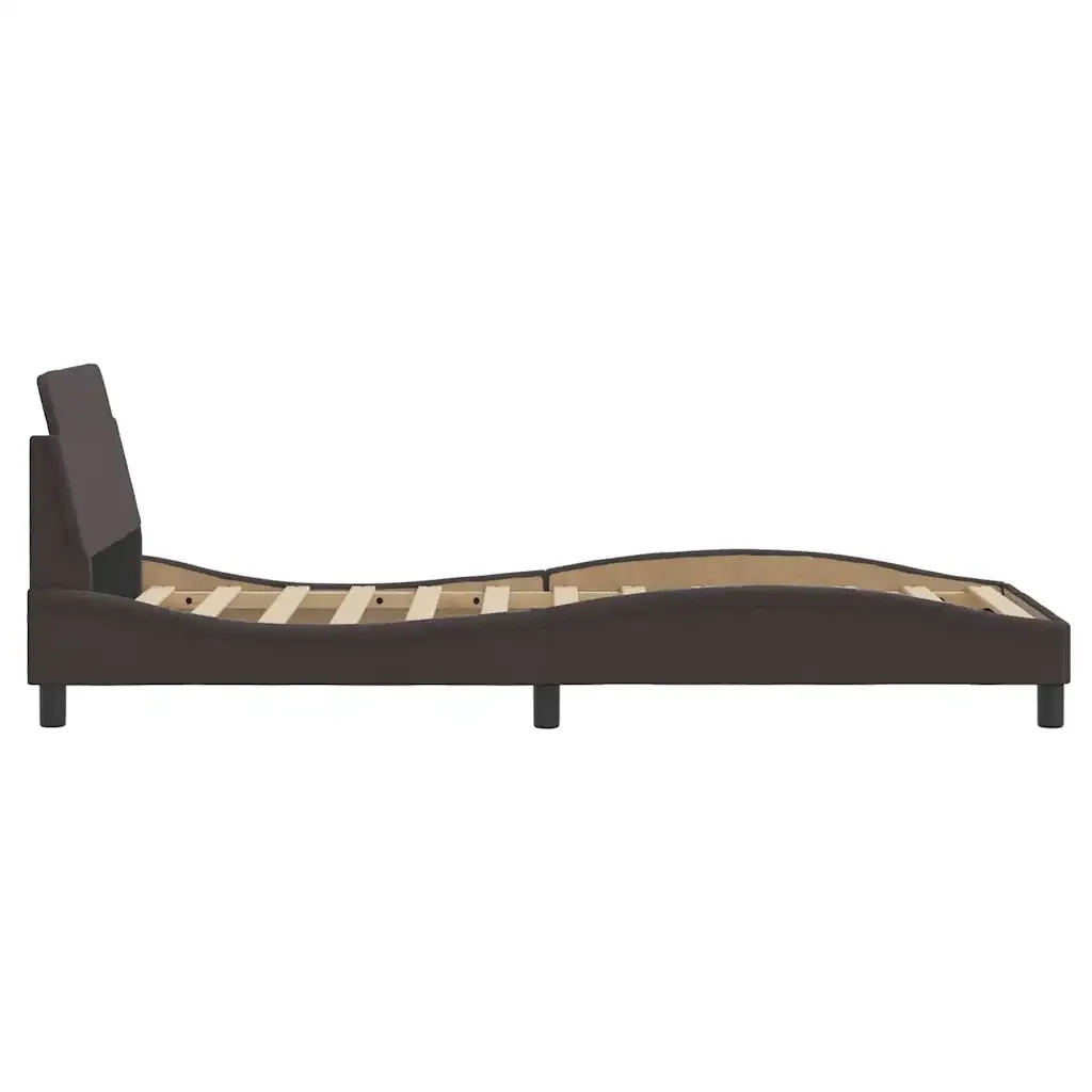 Letto singolo | Letto per adulti | Giroletto Dover Marrone Scuro 90x200 cm Tessuto - Image 5