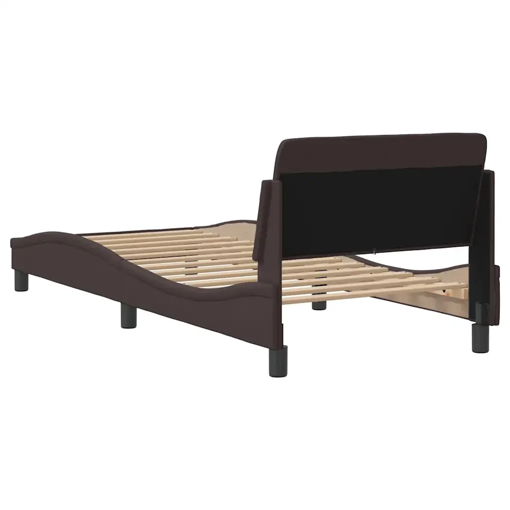 Letto singolo | Letto per adulti | Giroletto Dover Marrone Scuro 90x200 cm Tessuto - Image 6