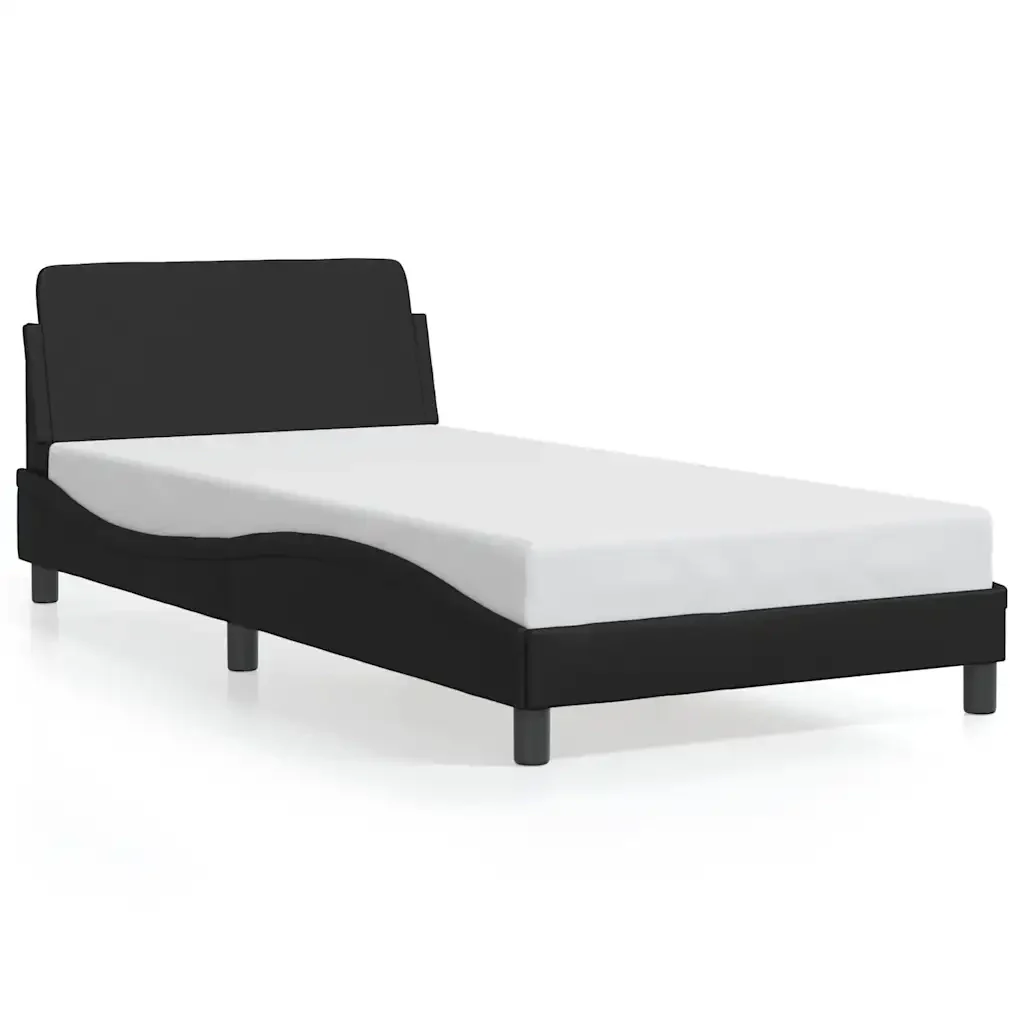 Letto singolo | Letto per adulti | Giroletto Dover Nero 100x200 cm in Similpelle