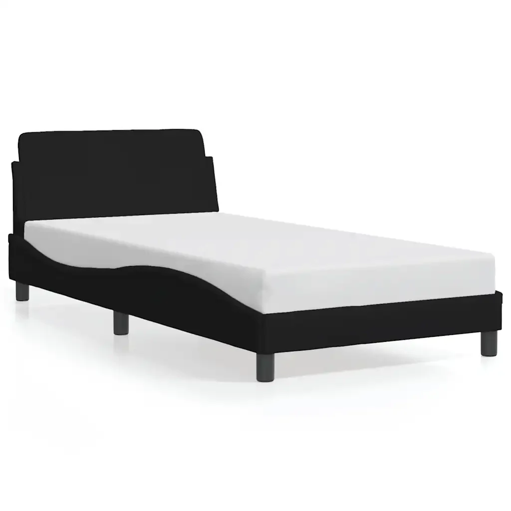 Letto singolo | Letto per adulti | Giroletto Dover Nero 100x200 cm in Tessuto