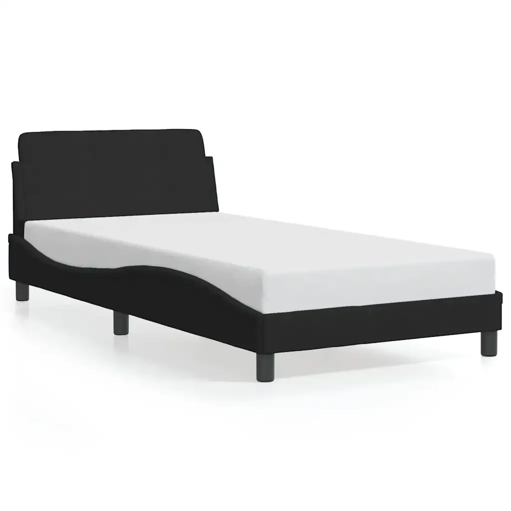 Letto singolo | Letto per adulti | Giroletto Dover Nero 100x200 cm in Velluto