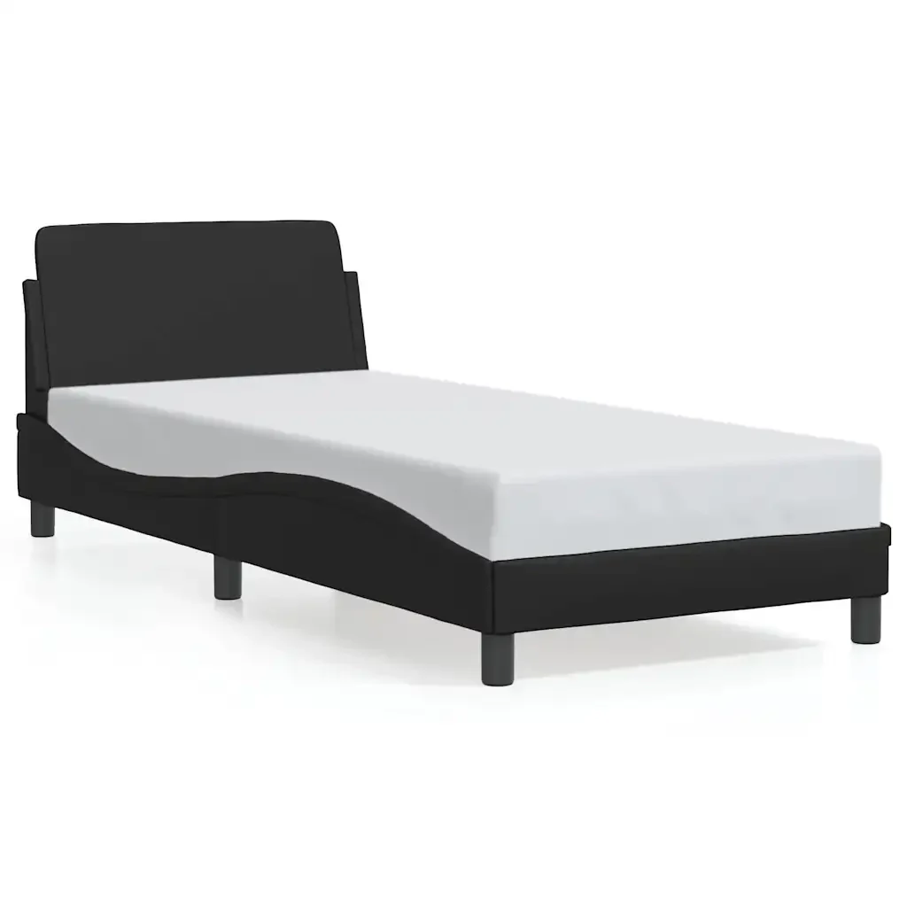 Letto singolo | Letto per adulti | Giroletto Dover Nero 80x200 cm in Similpelle